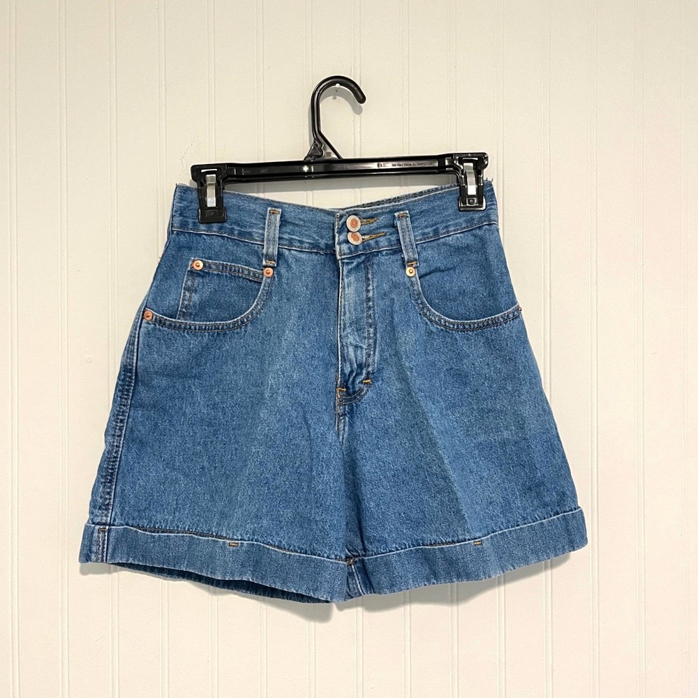 Vintage Forenza Denim Shorts Women Size 4 Blue High Waisted Cuffed 90s